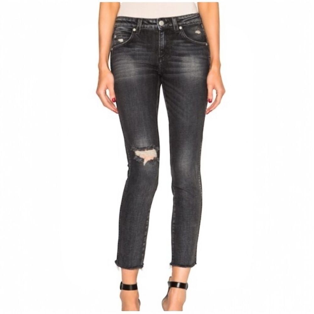 AMO Twist Vixen Destroy Jeans Black Fade Wash Size 25